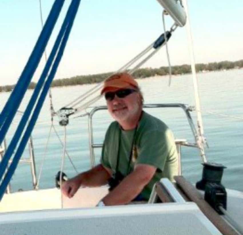 Professor Broughton on a boat