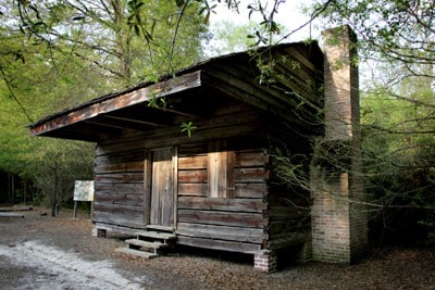 Hewn Timber Cabins located in the back of FMU's campus