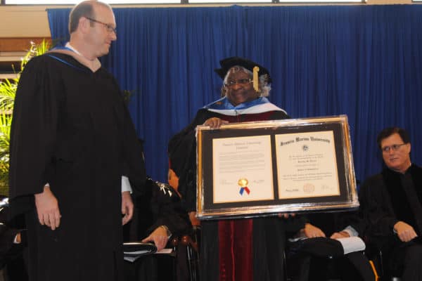 An honorary degree is given.