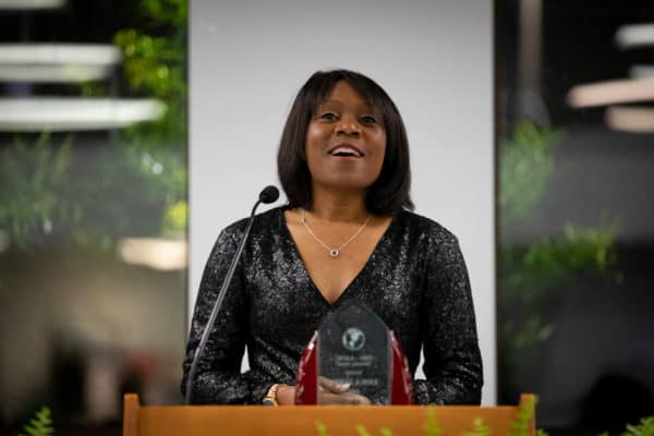 Dr. Erica James receives the 2019 FMU AAFSC Diversity Award.