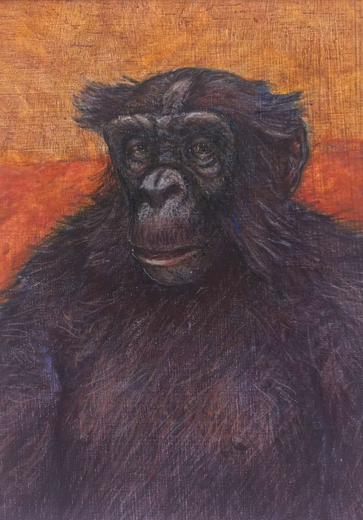 A painting of a bonobo.